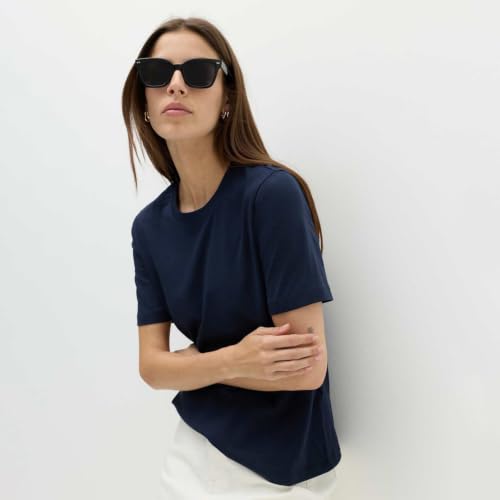 Image of Marks & Spencer Pure Cotton Everyday Fit T-Shirt Navy Blue