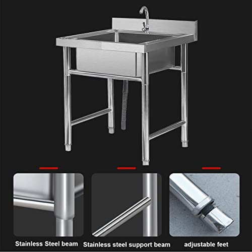 Évier cuve simple en inox avec support pour optimiser les petits espaces