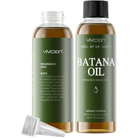 Batana Oil for Hair Growth, 100% Pure & Natural Raw Batana Oil, Dr. Sebi Organic Oil from Honduras, Care for Hair Thickness & Scalp & Skin, 4.23 fl oz, 1 Bottle with 2 Caps Cover