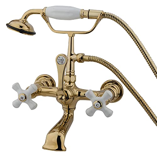 Kingston Brass CC559T2 Vintage Clawfoot Tub Faucet, 7-Inch Center, Polished Brass