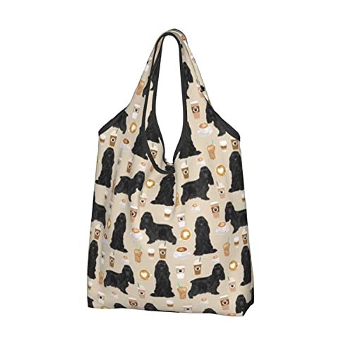Cocker Spaniel Fabric Eco Bag Large Capacity Folding Eco Bag Shopping Bag Popular Lightweight Waterproof Shopping Bag Fashionabl