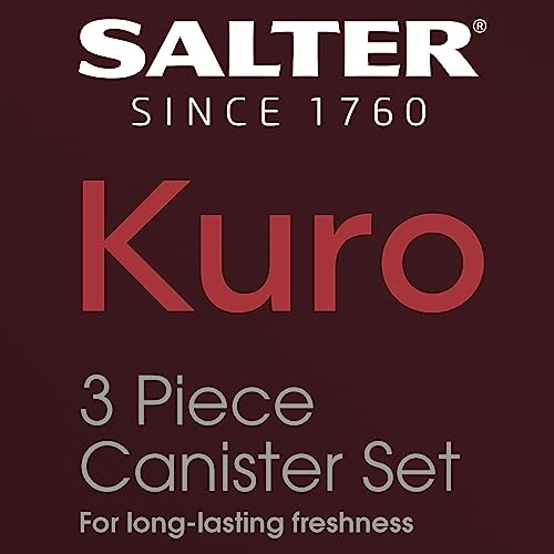 Salter BW12457EU7 Kuro 3-Piece Kitchen Canister Set – Tea, Coffee, Sugar Caddy, Powder-Coated Black Finish, Easy Open Lids, Long-Lasting Freshness, Easy Clean, Kitchen Food Storage Tins - Image 3