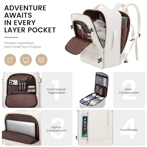 Morrales viaje lovevook beige 45L con porta portátil 18" miniatura 3
