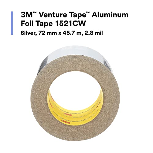 Image of Venture Tape 3M Aluminum Foil Tape 1521CW, Silver, 72 mm x 45.7 m, 2.8 mil, 16 rolls per case
