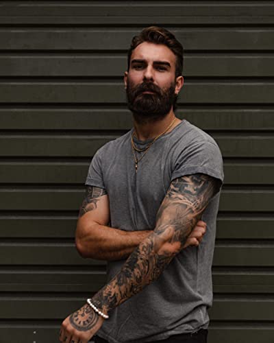 Forge & Foundry Men's 8mm Shell Pearl (Man-Made) Bracelet [Small, Medium, Large and Adjustable Sizing Options] | Marlow | Adjustable - Silver4