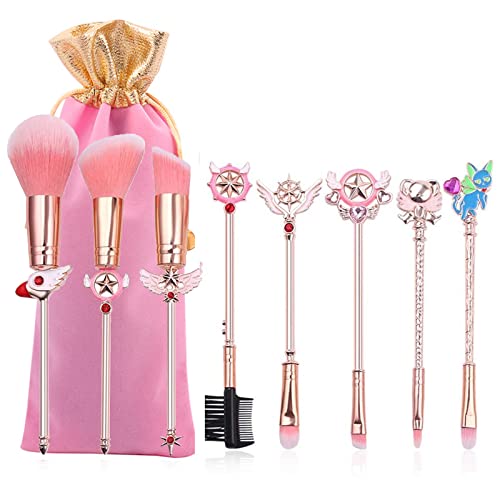 8本セットセーラームーンメイクブラシ セット 柔らかい繊維毛 人気 かわいい化粧筆セット 敏感肌も使える カードキャプターさくら メイクブラシ 美少女戦士 メイクブラシ