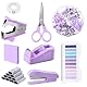 Glarks 1008pcs lila Bürobedarf Kit Schreibtisch Zubehör schließen Hefter, Tape Dispenser, Hefter Entferner, Index Tabs, Office Schere, Haftnotizen ein
