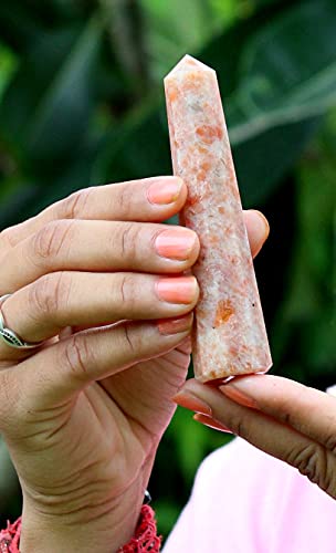 Genuine Sunstone Obelisk Tower Jumbo 8 Facet Aura Rock Crystal Natural Polished Earth Spirit Balance Point Gemstone Spiritual Chakra Balancing #TOP6
