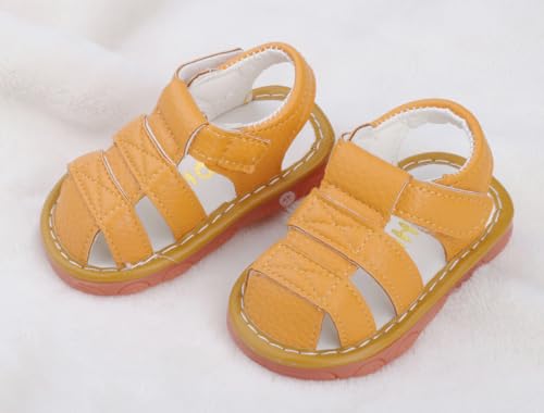 Image of Baby Boys Girls Squeaky Sandals Summer Closed-Toe Anti-Slip Premium Rubber Sole Toddler First Walkers Shoes