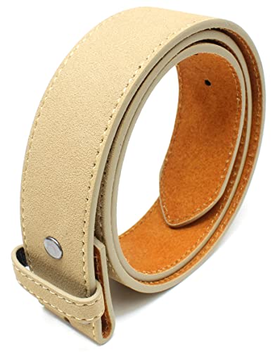 Bc Belts Leather Belt Strap With Suede Texture And Stitched Edge 1.5" Wide With Snaps (Tan-Xs) #TOP1