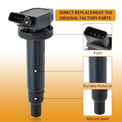 Image of 4 PCS UF333 Ignition Coil Pack & Iridium Spark Plugs Compatible with Toyota L4 2.4L 2002-2011 Camry, 2009-2010 Corolla, 2009-2010 Matrix, 2001-2007 Highlander,2002-2003 RAV4, 2002-2006 Solara UF494