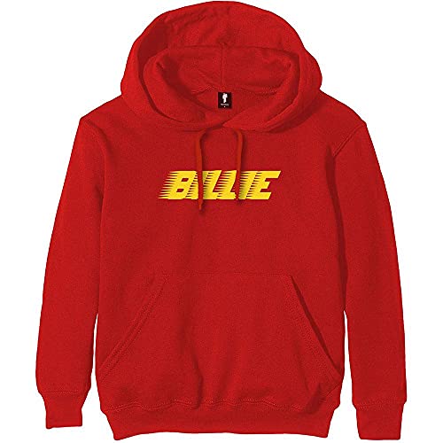 Image of Billie Eilish Hoodie Racer Logo Official Mens Red Pullover XL