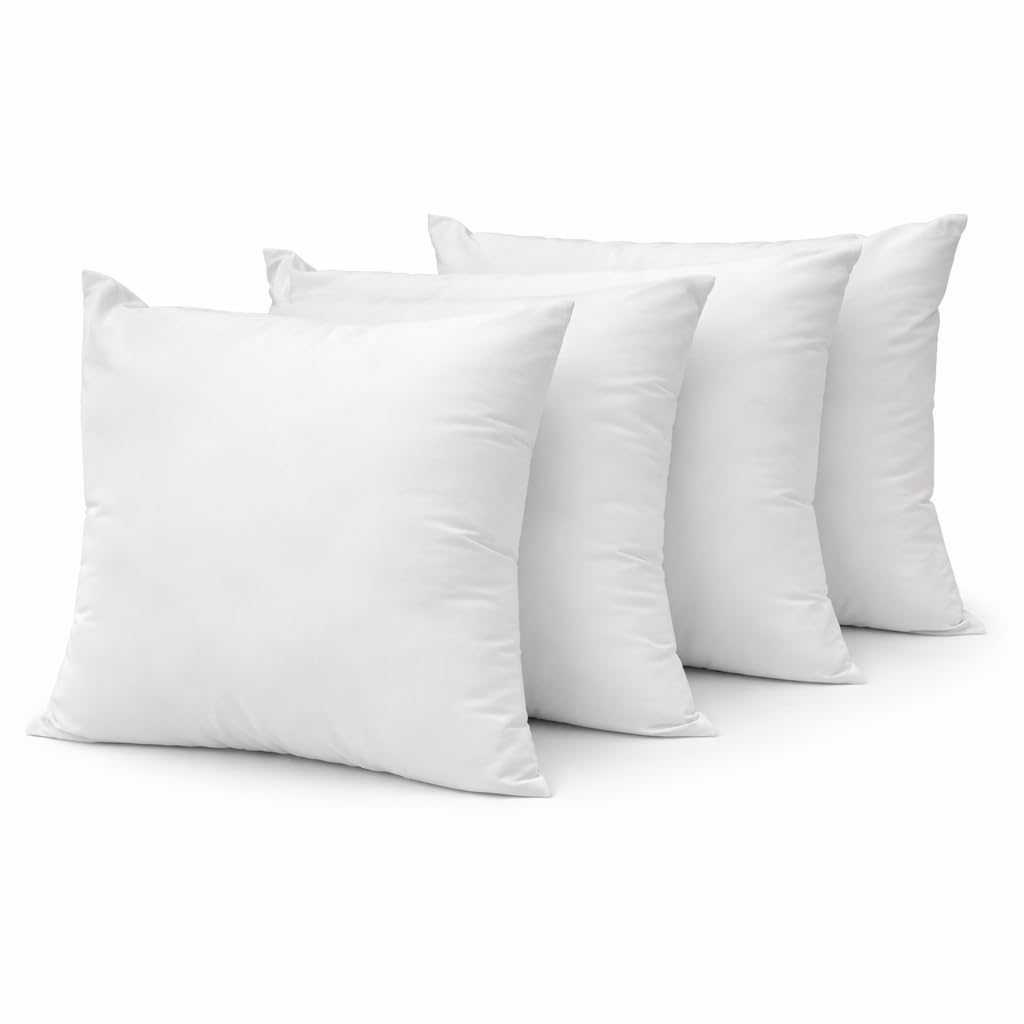 Chilimilii White Hotel Quality Hollow Fibre Cushion Pads, Inners, Inserts, Scatters In Multi Packs, Hypoallergenic Bounce Back Square Cushion Pads Available In 12"14"16"18"20"22"24"26"28"30" (4, 12X12" (30X30cm)