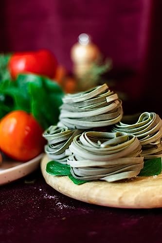 Spinach Fettuccine (Pack Of 2) | Artisanal Homemade Italian Style Pasta Da Capri | 100% Natural & Plant-Based | Natural Veggies 16 Oz |Vegan & Healthy | Easy To Make & Fast Cooking #TOP2