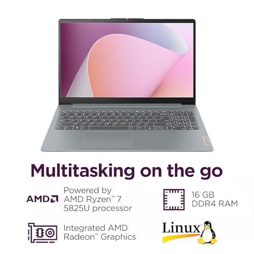 Image of Lenovo IdeaPad Slim 3 Linux Laptop, 15.6 inch FHD Touchscreen Laptop, 8-Core AMD Ryzen 7 5825U, 16GB RAM, 512GB SSD, Keypad, SD Card Reader, Stylus Pen + External Portable SSD + USB Hub, Linux Ubuntu OS