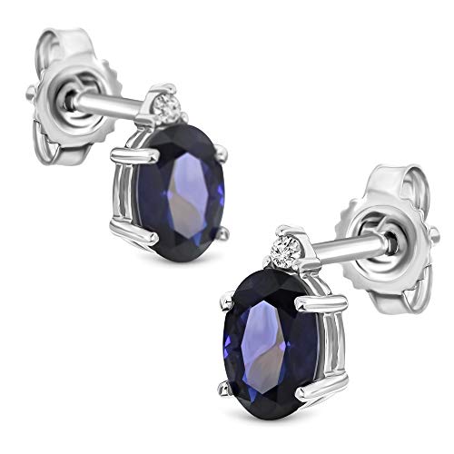 Orecchini Donna Miore Oro Bianco con Zaffiri e