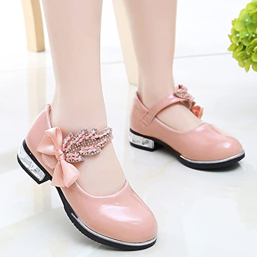 Baby Girl Shoes, 3-13 Years Little Girls Kids Low Heel Bowknot Princess Shoes Wedding School Party Dress Shoes2