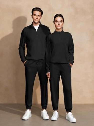 JMIERR 2025 Men Fall Tracksuit 2 Piece Set Old Money Polo Quarter Zip Twill Sweatsuits Jogging Sweatpants Loungewear3