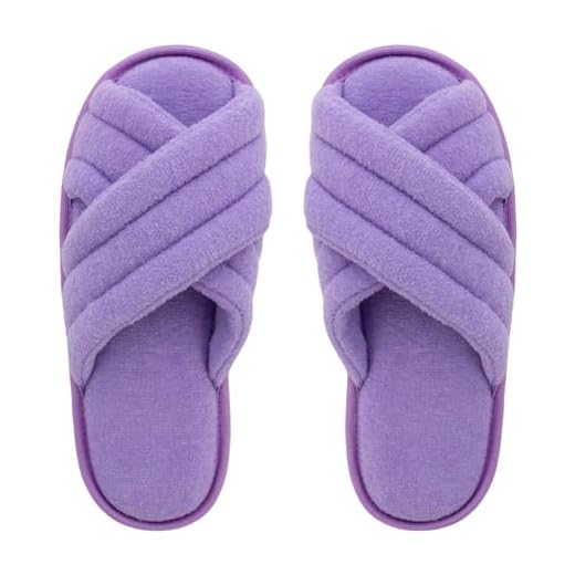 Pantufa Feminina Antiderrapante Super Resistente Chinelo de Quarto com Cabedal em X (35/36, Lilás)