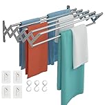 Wuciray Wall Clothes Drying Towel Rack Wall Mounted Drying Rack Towel Rail Extendable Stainless Steel 80cm Rail Towels Bathroom Storage Holder Space Saving Clothes Airer Indoor or Outdoor