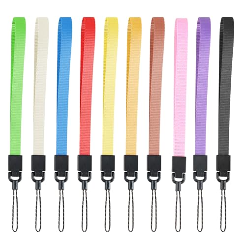 GEEHUA 10 Stück Handschlaufe, Handgelenk Lanyards geflochtene flache Schnur für Schlüssel Telefon Camara USB Taschenlampe(Mehrfarbig)
