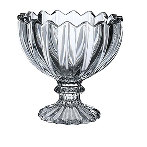 RISHORI Ice Cream Dessert Bowl,2 Pack Thickened Acrylic Bowl with Base,Clear Reusable Snack Dessert Cups for Cookout Food Service,Wavy edge