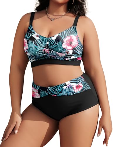 Tuopuda Maillot de Bain Gainant Ventre Plat Deux Pièces Ensembles Bikini Set 2 Pieces Couleurs Unies Haut de Maillot de Bain avec Culotte Taille Haute...