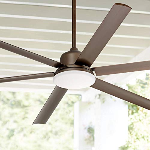 Casa Vieja 72" Arcade Modern Indoor Outdoor Ceiling Fan with LED Light Remote Control Oil Rubbed Bronze White Diffuser Damp Rated for Patio Exterior House Porch Gazebo Garage Barn Roof