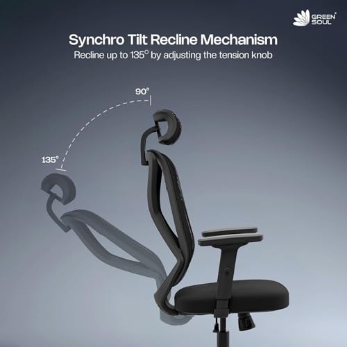 Image of Green Soul Zodiac Lite | Office Chair | Flybird Ergonomic Design | 1D Adjustable Armrests | Synchro Tilt Lock Mechanism | Adjustable Lumbar Support |Mesh Fabric | No Seat Slider | Black