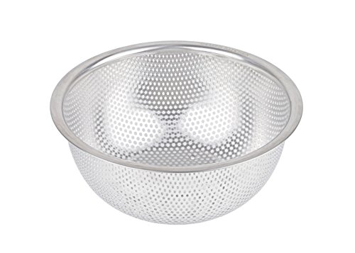 DELISH KITCHEN HB-4232 Pearl Metal Colander, Silver, 7.1 inches (18 cm), Stainless Steel Punch Ball with Feet