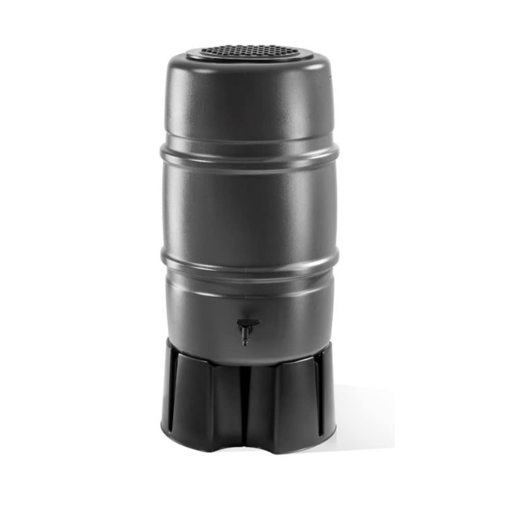 Harcostar Grey|Black Grey 227L Water Butt With Stand And Diverter, 60X99cm