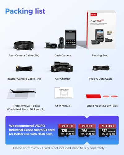 Image of VIOFO A229 Plus 3CH Front Interior and Rear 2K+ FHD + 2K HDR 5GHZ WI-FI GPS Voice Control Triple Dash Camera with STARVIS 2 Sensor (3CH (Front + Rear + Interior))