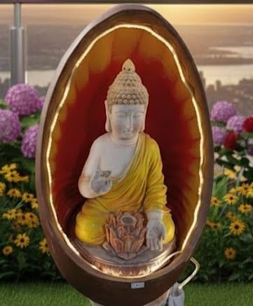 Image of Buddha Water Fountain with LED Lights 4 FT | Indoor Outdoor Decorative Showpiece for Home, Office & Garden Decor