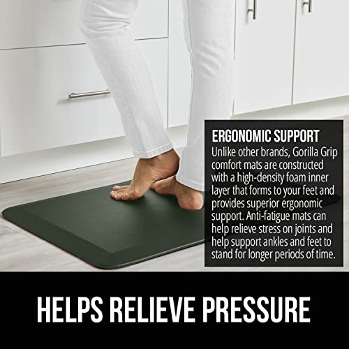 Image of GORILLA GRIP Cushioned Antifatigue Kitchen Mat for Floor, 48x20, Green | 3 /4 Inch Thick Ergonomic Office Standing Desk Mats, Waterproof and Stain Resistant Pebbled Top, Supportive Padded Foam Rug