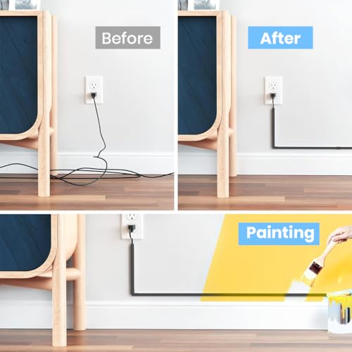 Image of Serplex 94in Cord Cover Kit Self-Adhesive Cable Hider Cord Organizer, Wire Covers for Cords on Wall, Wire Hiders for TV on Wall Cable Management, Sliding Cable Cover Raceway, 6xL15.7 W0.59 H0.4in