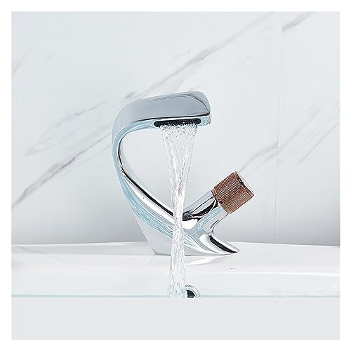 Robinet de lavabo cascade design chrome rose gold haut de gamme