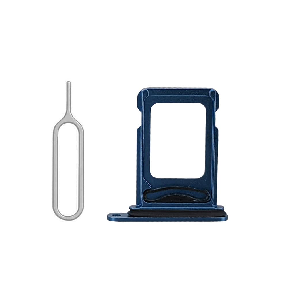 SIM Card Tray Holder Slot with Rubber Waterproof Gasket Replacement incl. Open Eject Pin for iPhone 13 (Dual Sim) Blue