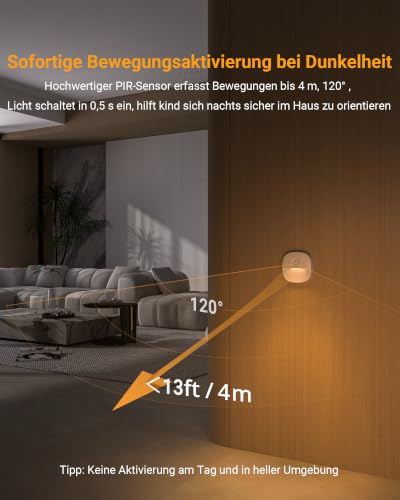 Lyridz Aufladbares Nachtlicht mit Bewegungsmelder 3 Stk, inkl. Magnetplatte – Bild 4