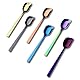 GoGeiLi Joghurtlöffel, Edelstahl Gelato/Eiscreme Löffel, Mehrfarbiger Obstlöffel, Dessertlöffel, 6,4 Zoll, Set mit 6 Stück