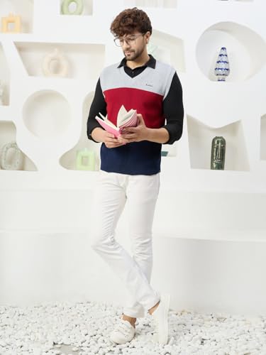 Image of Kvetoo V Neck Sleeveless Winter Wool Sweater for Men
