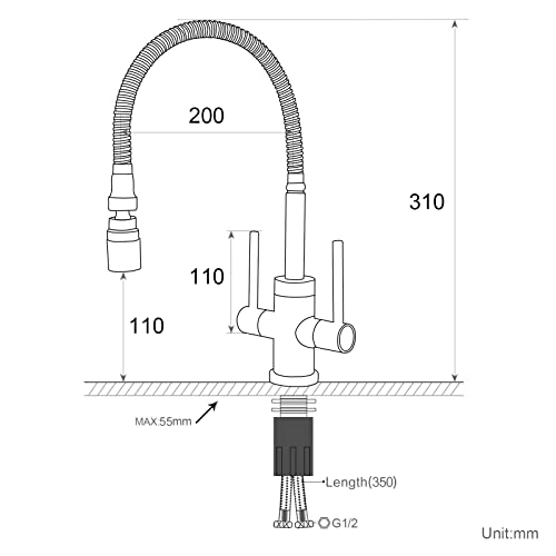 Kitchen Sink Mixer Tap Modern Design Flexible Hose Dual Spay Mode 360 Swivel Spout Two Handle Monobloc Faucet Taps Mixer Chrome - Image 7