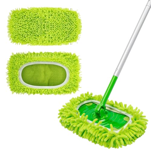 UIEXAY 2 Piezas Paños Para Mopa Microfibra,Recambio Mopa Lavable,Recambios Mopa Fregona,Almohadillas De Fregona Reutilizables,Paño De Repuesto Para Trapeador,Almohadillas De Microfibra Para Lim