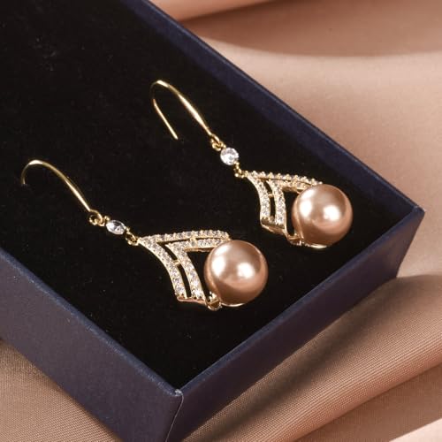 Pearl Earrings for Women, Dainty 14K Gold Plated/925 Sterling Silver Drop Pearls Dangle Earrings, Fashion Hypoallergenic Jewelry Gifts for Women4