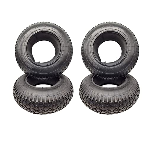 4X HMH-Shop Schubkarren Set Mantel + Schlauch 4.80/4.00-8 Schubkarrenmantel 4er Set Decke Schubkarrenschlauch 4.80 Ersatzreifen 4.00-8 Karre Luftreifen 4 Stück Reifendecke 400x100mm Innenschlauch