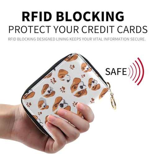 Cartoon Dog Women’s Zipper Card Wallet – Compact Palm-Size PU Leather Case with RFID Protection, 9 Card Slots, Room for Coins, Lightweight for Daily & Travel Use2