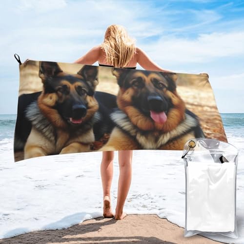 FCTVASDM Toalla de playa de microfibra de 31.5 x 63 pulgadas, toalla de secado rápido, manta de playa sin arena, toallas de camping de gran tamaño, toallas de baño de perro pastor alemán, toallas de