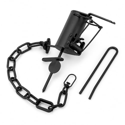 STEPHANIE Hand Raccoon & Small Animal Trap Humane Outdoor Capture Tool with Dark Coated Finish Ground Anchor & Chain Reusable for Yard Farm & Garden Use