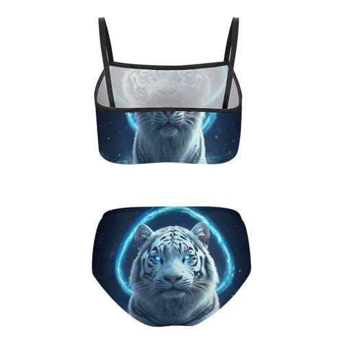White Tiger Girls Swimsuits Two Piece Bikini Sets Beach Sport Swimwear Bathing Suit2