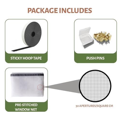 Image of TurtleGrip Standard Size Window Mosquito Net (Size-150x190cms /59.06x74.8 Inches /4.92x6.23 Feet - White) | 120 GSM Stitched Fiberglass Mesh with Strong Hook & Loop Adhesive for Easy Installation