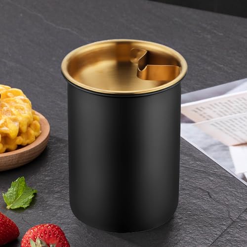 Image of Car Ashtray with Lid, Portable Smell Proof Ashtray for Car, Detachable Smokeless for Car Cup Holder Stainless Steel Windproof Extinguished Butt Bucket Ash Tray for Outdoor Travel Home Office (Black)